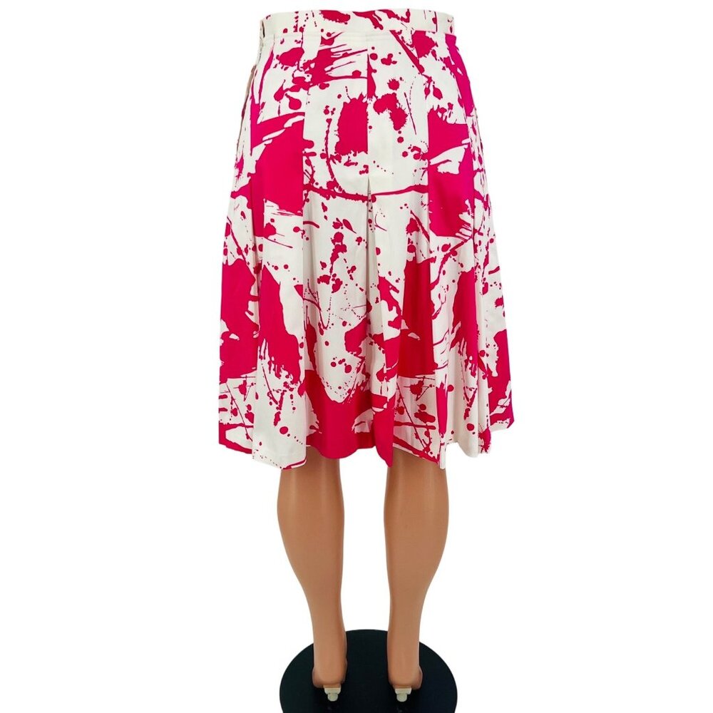 Calvin Klein Pink & White Paint Splatter Pleated A-Line Skirt - Picture 11 of 16